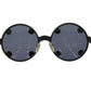 CHANEL Logos Sunglasses Mat Black Round Eye Wear #BX613