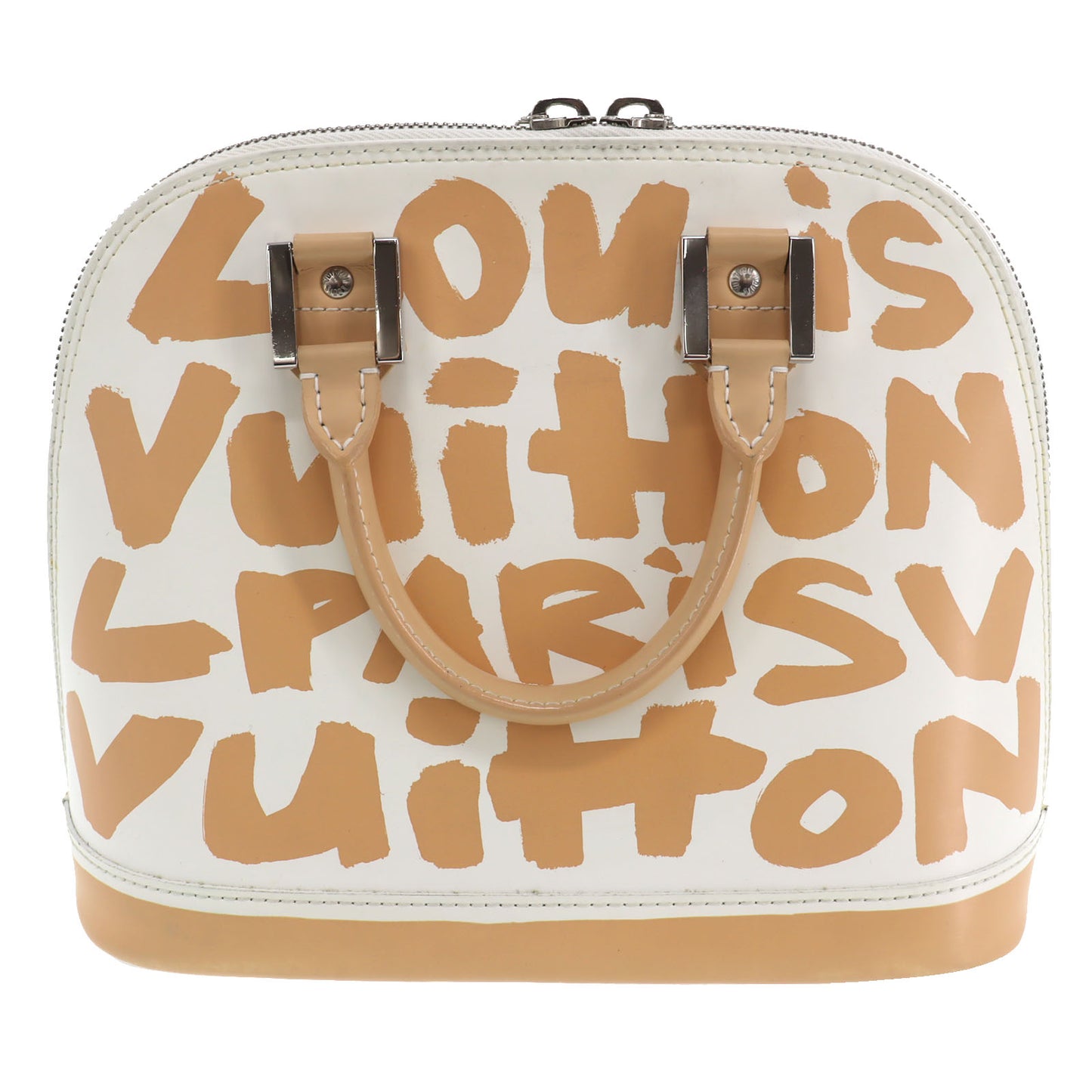 Louis Vuitton LV Graffiti Alma Used Handbag Beige Leather M92180 France #DA754 M