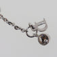 Christian Dior CD Logo Bow Necklace Silver Rhinestones #EC225