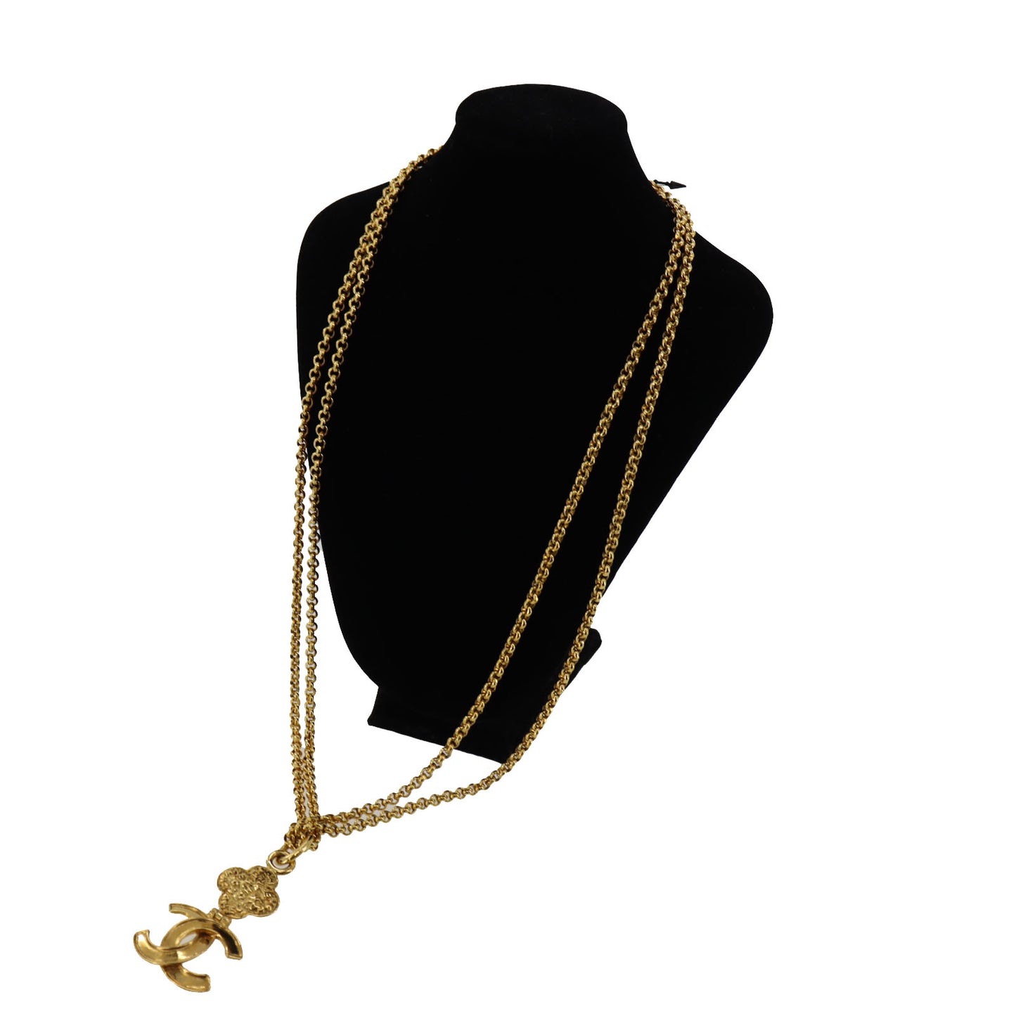 CHANEL Logo Chain Necklace Gold 95 A #AG836
