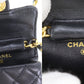 CHANEL Mini Matelasse Shoulder Bag Black Lambskin Leather #AH515