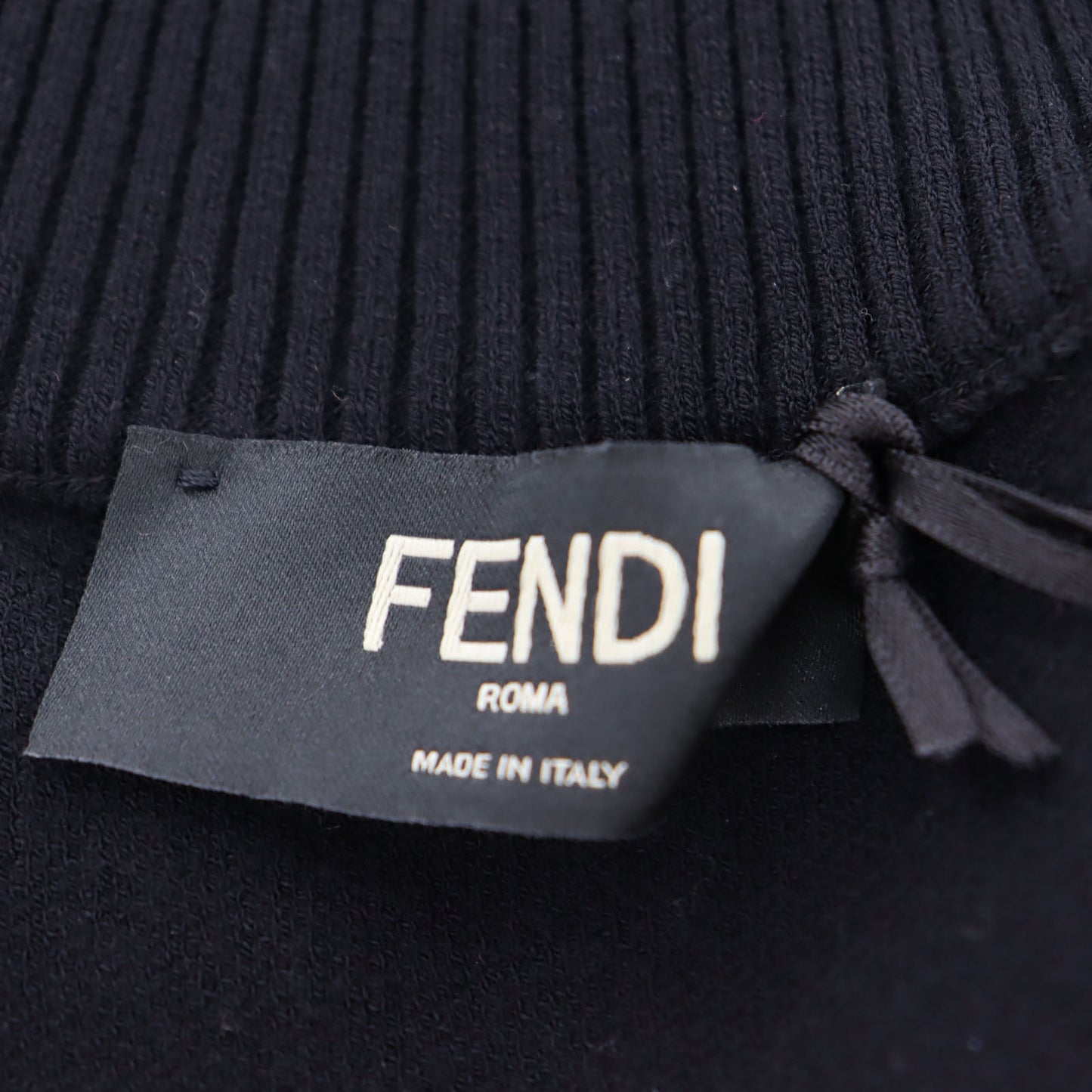 FENDI Logos Jacket Tops Black Gold Wool 100% Size 50 #AG844