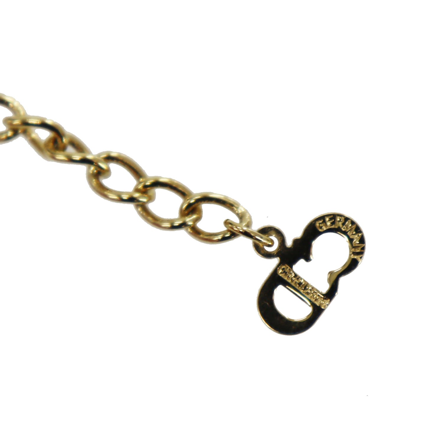 Christian Dior CD Logo Rhinestone Chain Necklace Gold #CO581