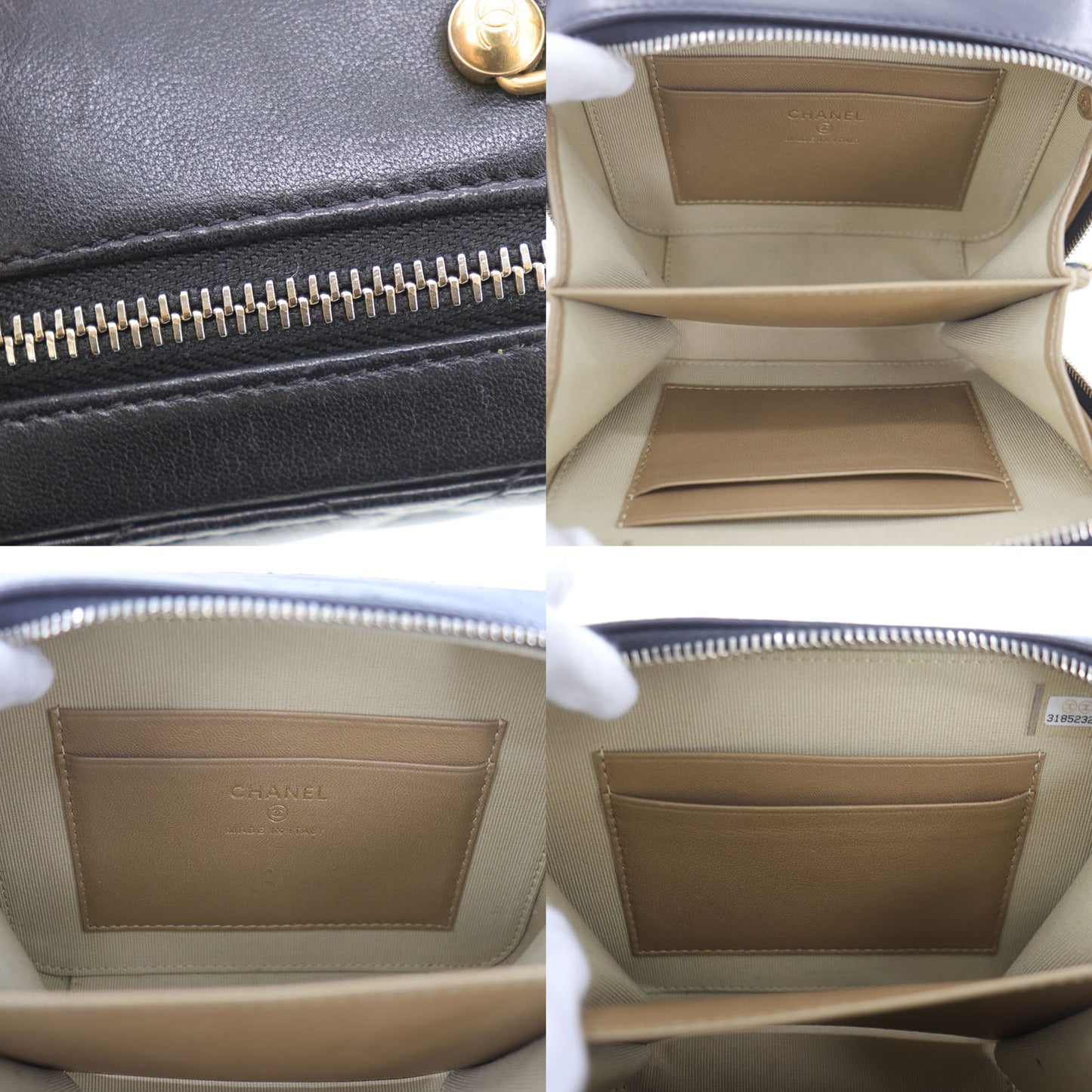 CHANEL Matelasse Crossbody Shoulder Bag Black Lambskin #EH289