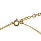 Christian Dior CD Logo Chain Necklace Rhinestone Gold-Plated #BO678