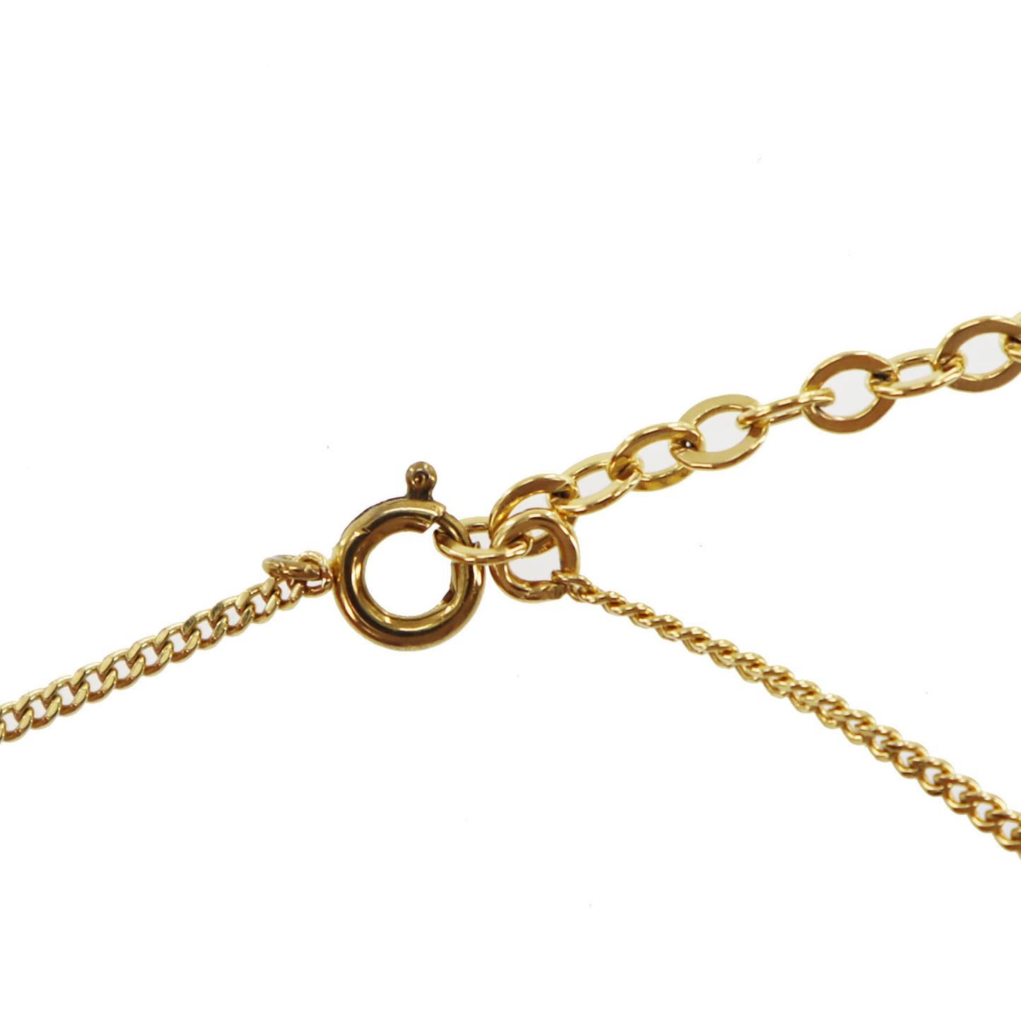 Christian Dior CD Logo Chain Necklace Rhinestone Gold-Plated #BO678