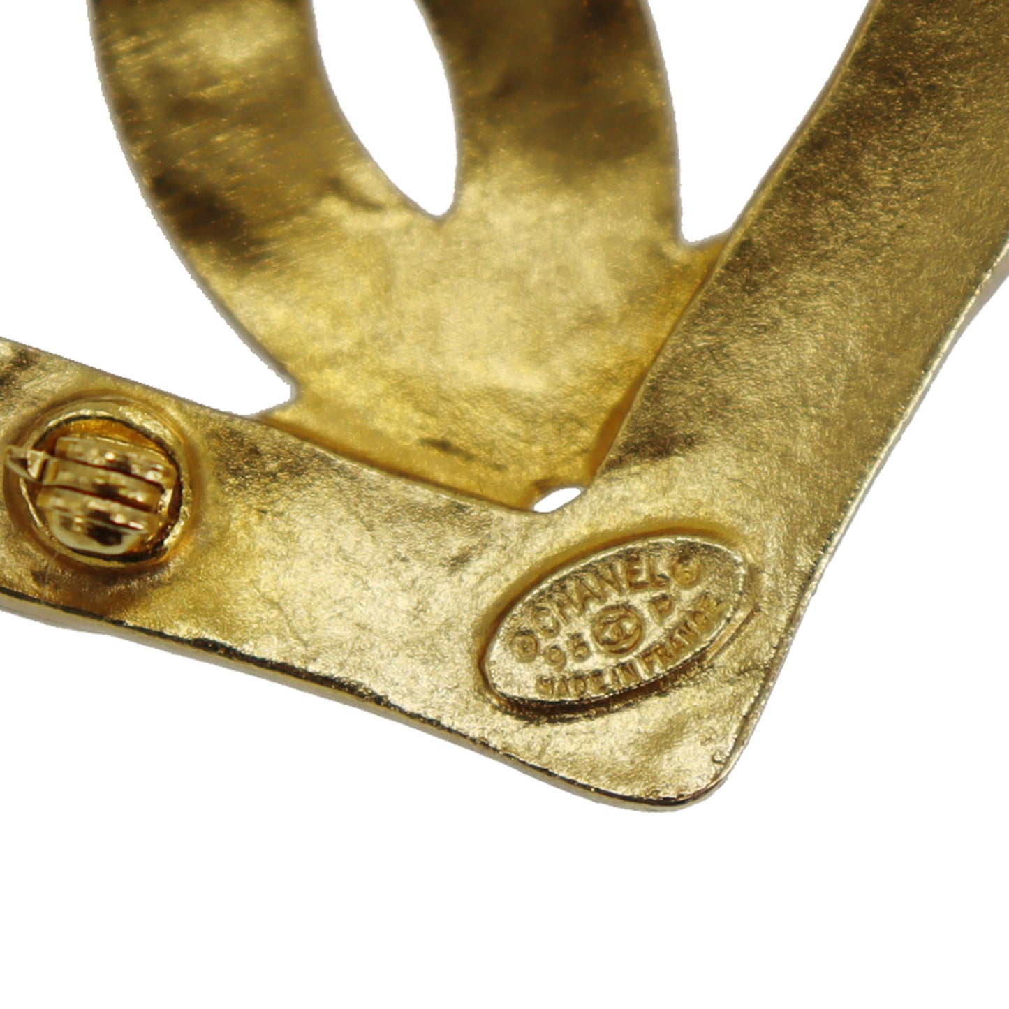 CHANEL CC Logos Heart Pin Brooch Gold Plated 95 P #CB713