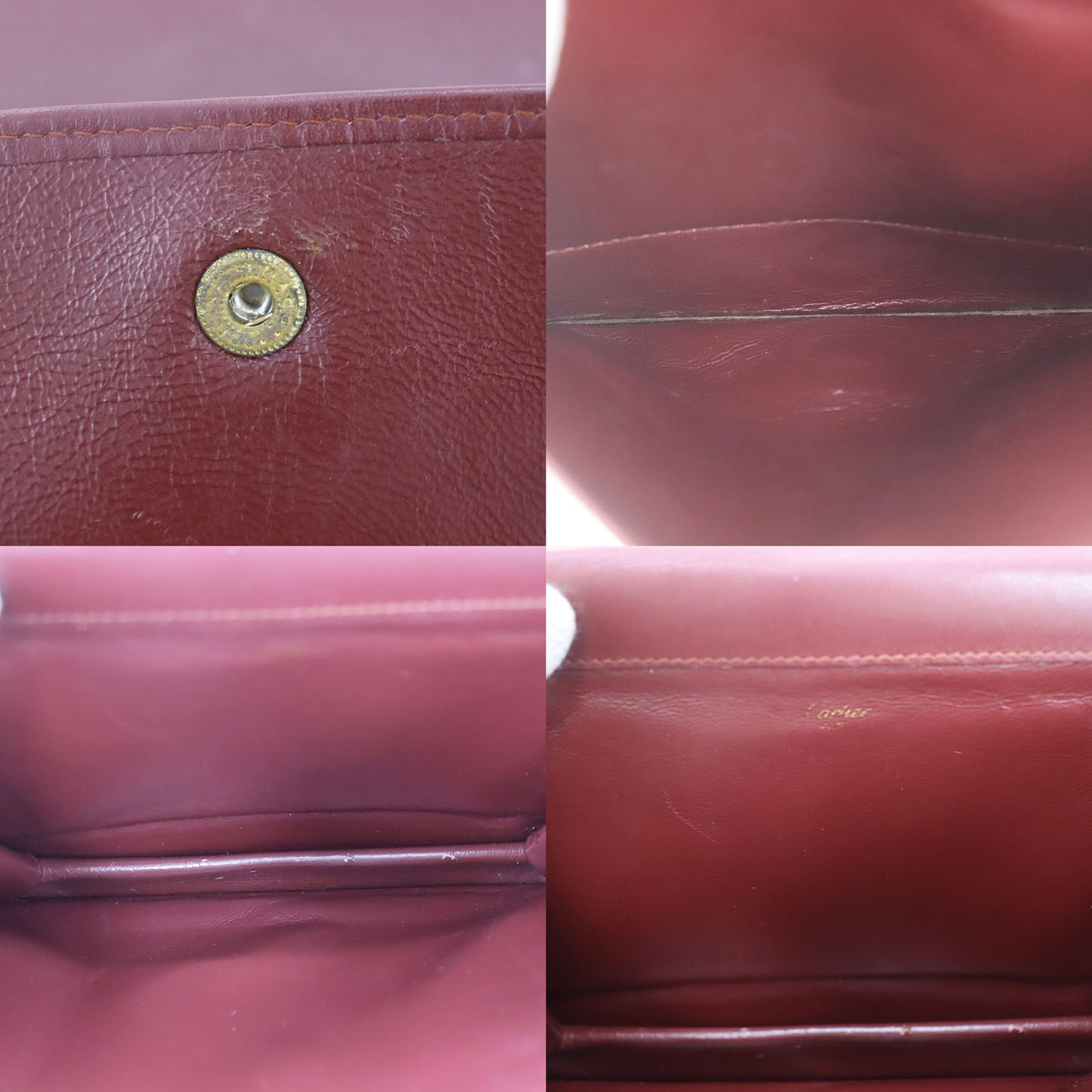 Cartier Must Line Logos Clutch Bag Bordeaux Leather #AH227