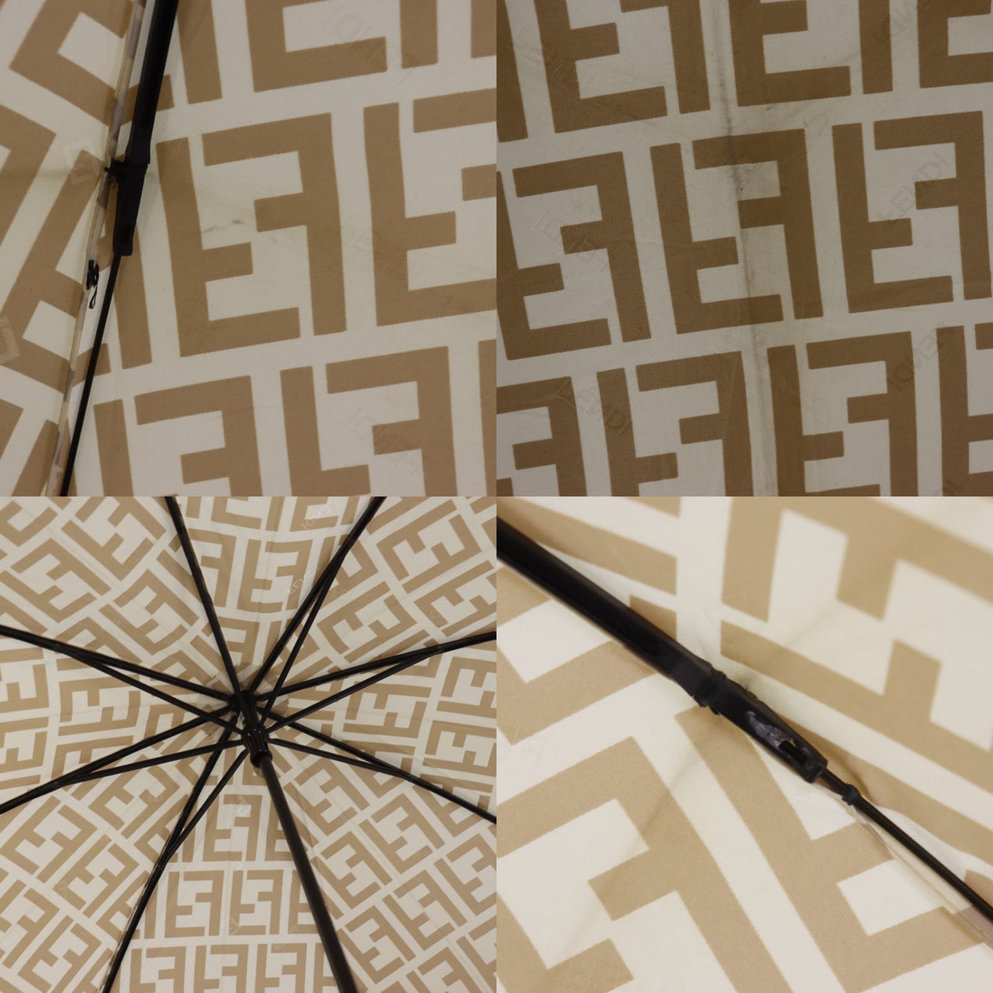 FENDI Zucca Used Folding Umbrella Gold Nylon Vintage #DA834