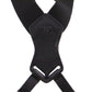 CHANEL Logo Suspender Black Sewing Elastic Leather #CJ416