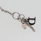 Christian Dior Logo Heart Beads Chain Necklace Silver #CW497