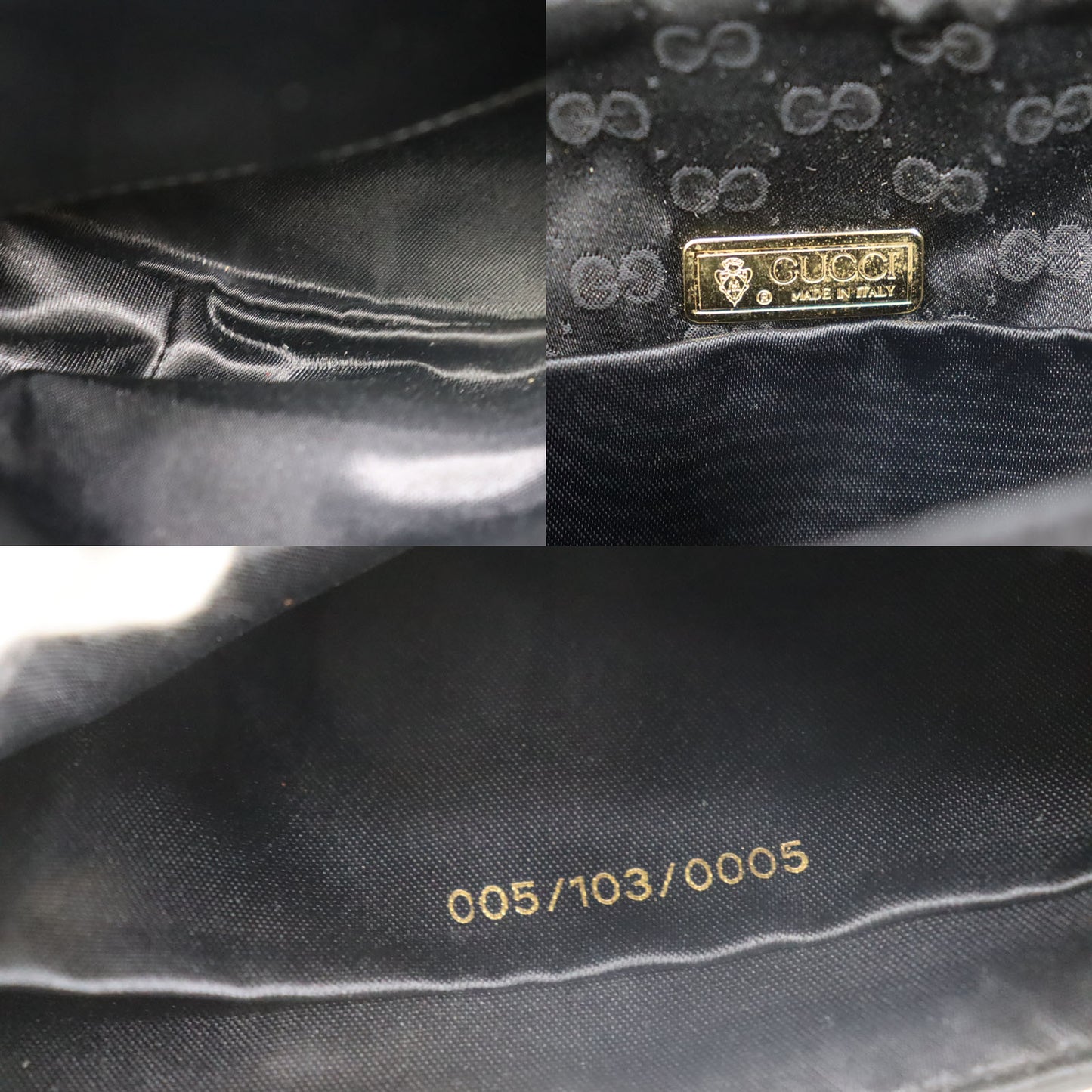 GUCCI Micro Small GG Plus Shoulder Bag Black Satin #AH439