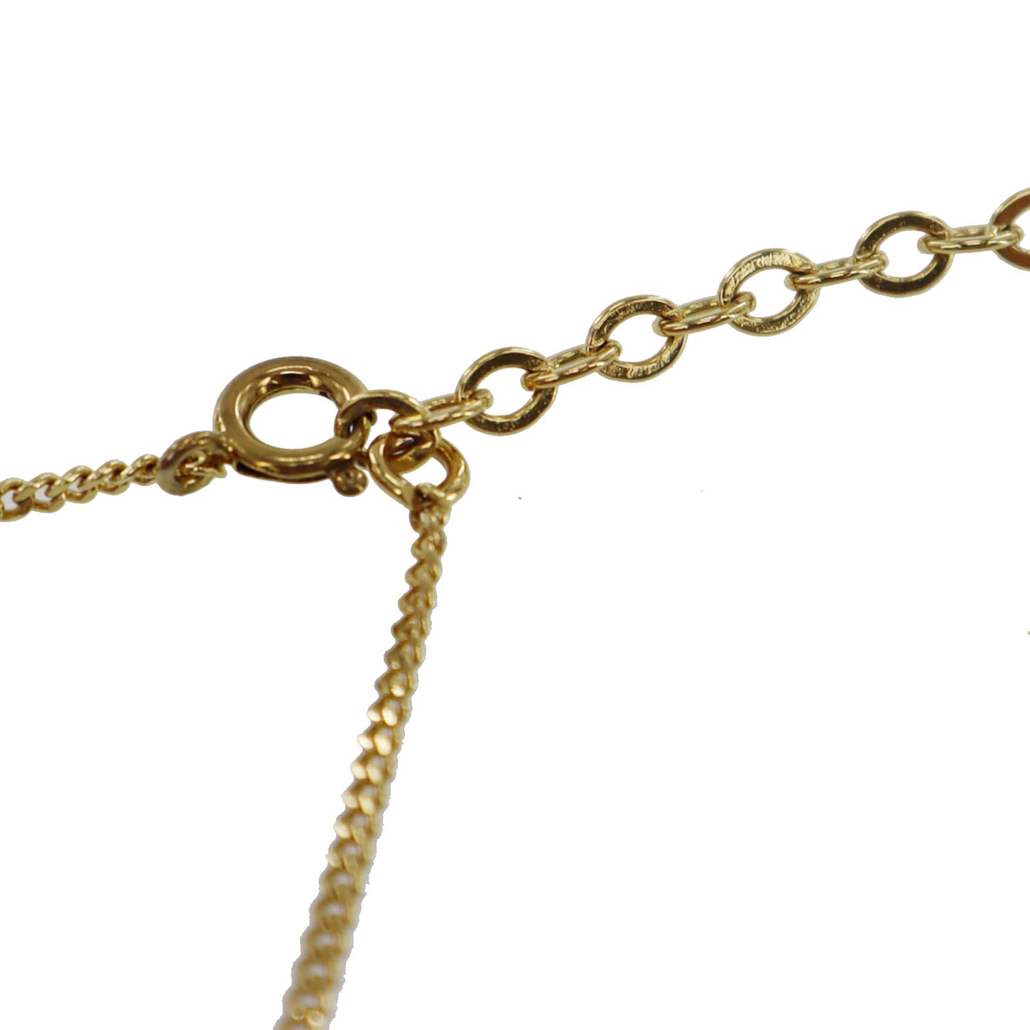 Christian Dior CD Logo Chain Necklace Rhinestone Gold-Plated #BO678