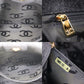 CHANEL Logos Tote Shoulder Bag Dark Gray Felt  #CB789