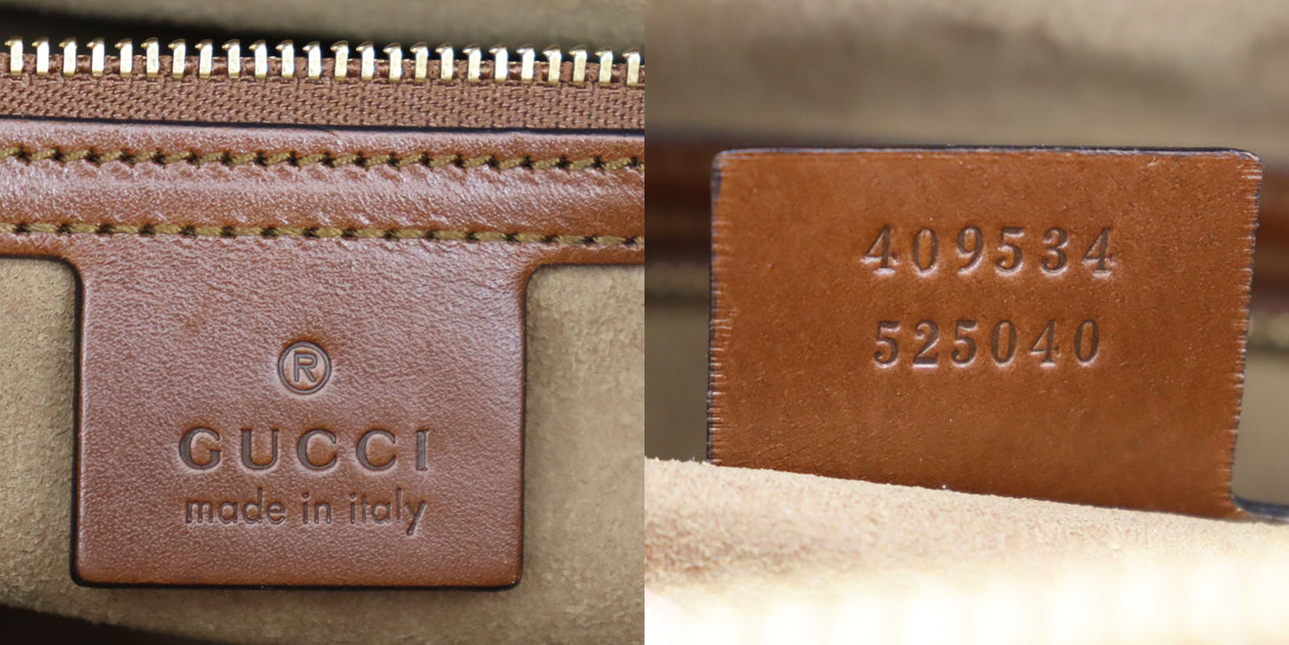 GUCCI GG Plus Shoulder Handbag Brown PVC Leather #BN944