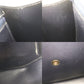 Christian Dior CD Logo 2way Shoulder Handbag Navy Leather #CF782