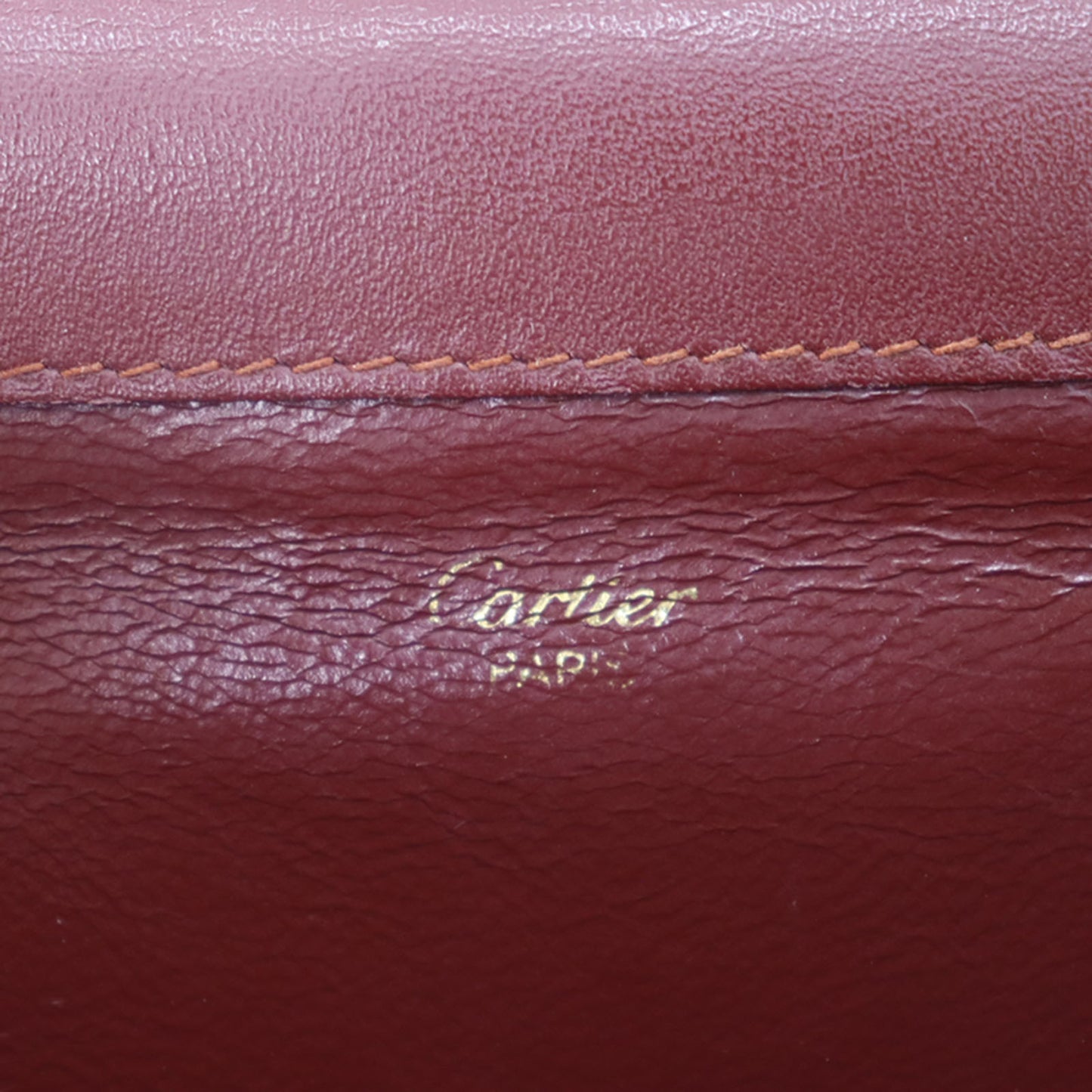 Cartier Must Line Logos Clutch Bag Bordeaux Leather #AH227