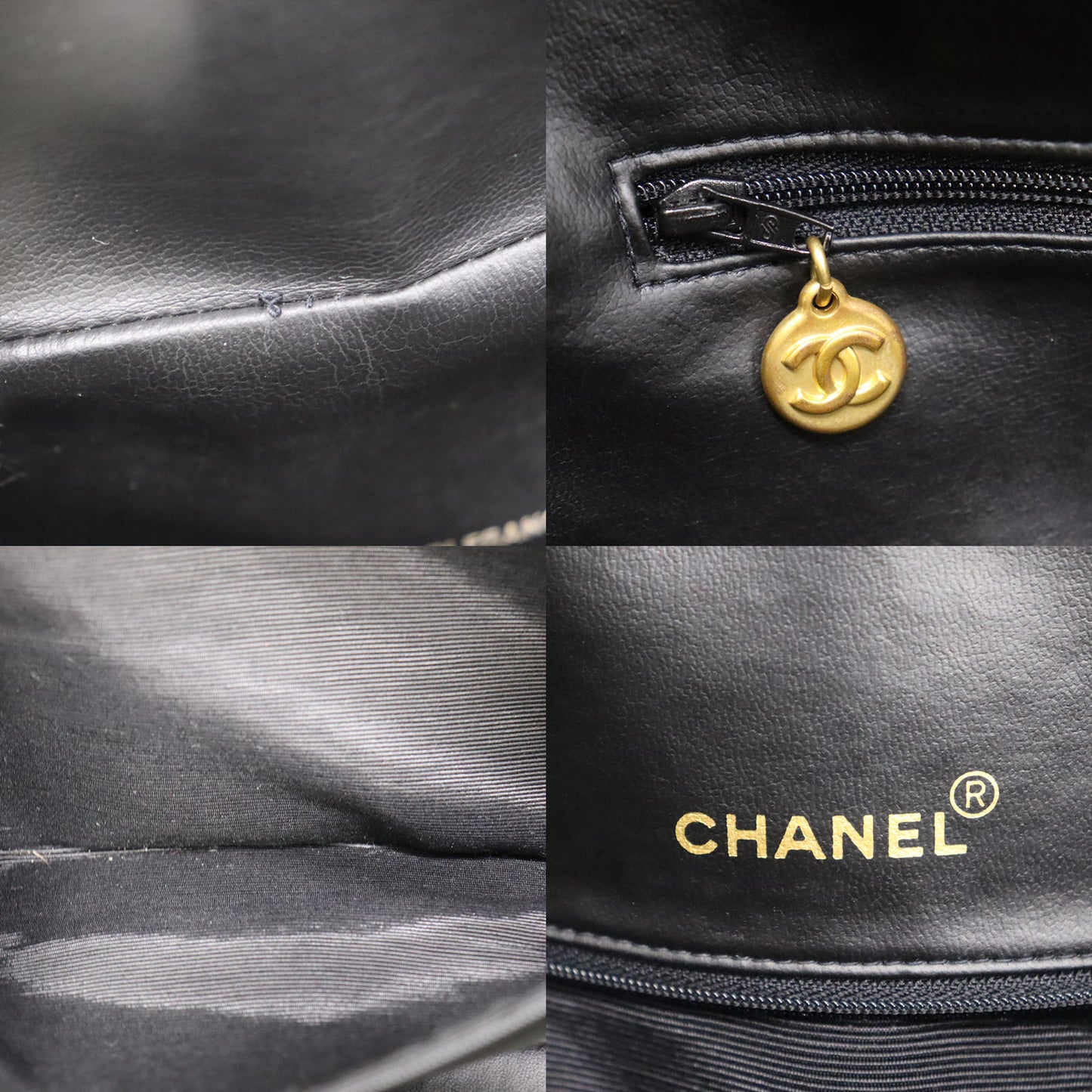 CHANEL Quilted Boston Handbag Black Leather #CK542