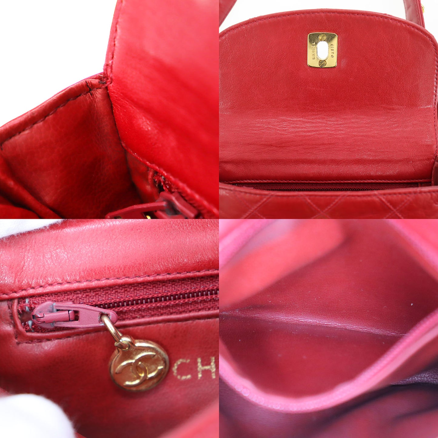 CHANEL Bicolore Bum Bag Red Leather Lambskin #CK629