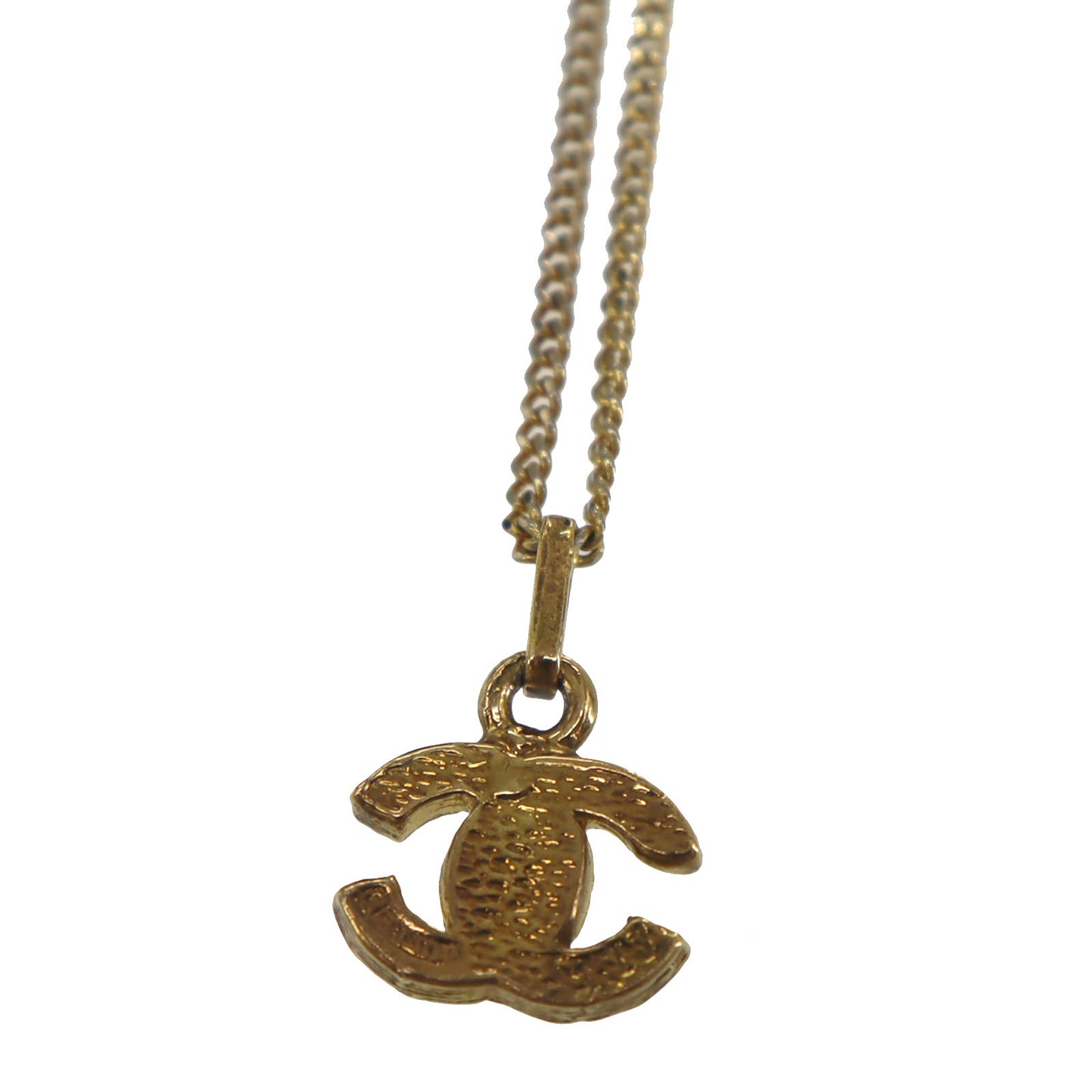 CHANEL CC Logos Necklace Stone Gold #BX939