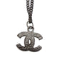 CHANEL CC Logos Necklace Rhinestone Silver #BK937