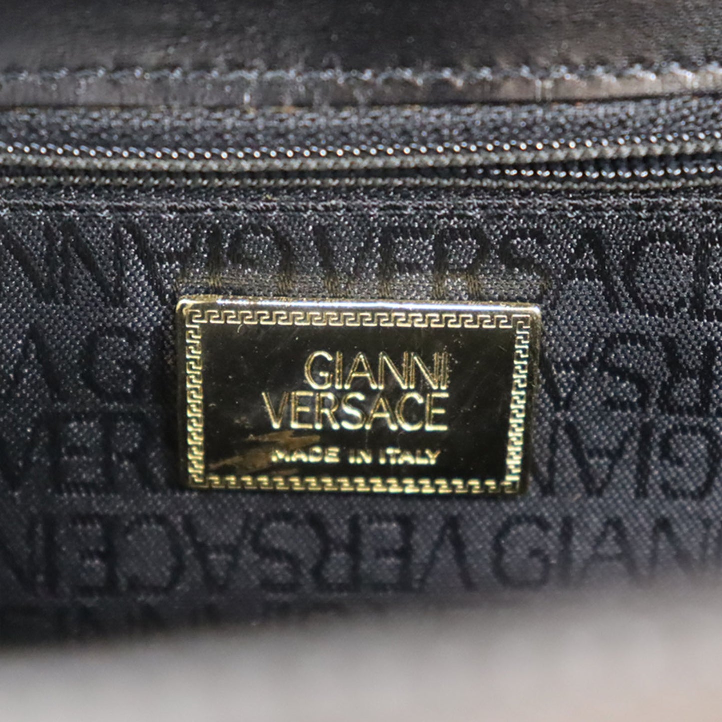 GIANNI VERSACE Used Shoulder Bag Black Leather Vintage #AG953