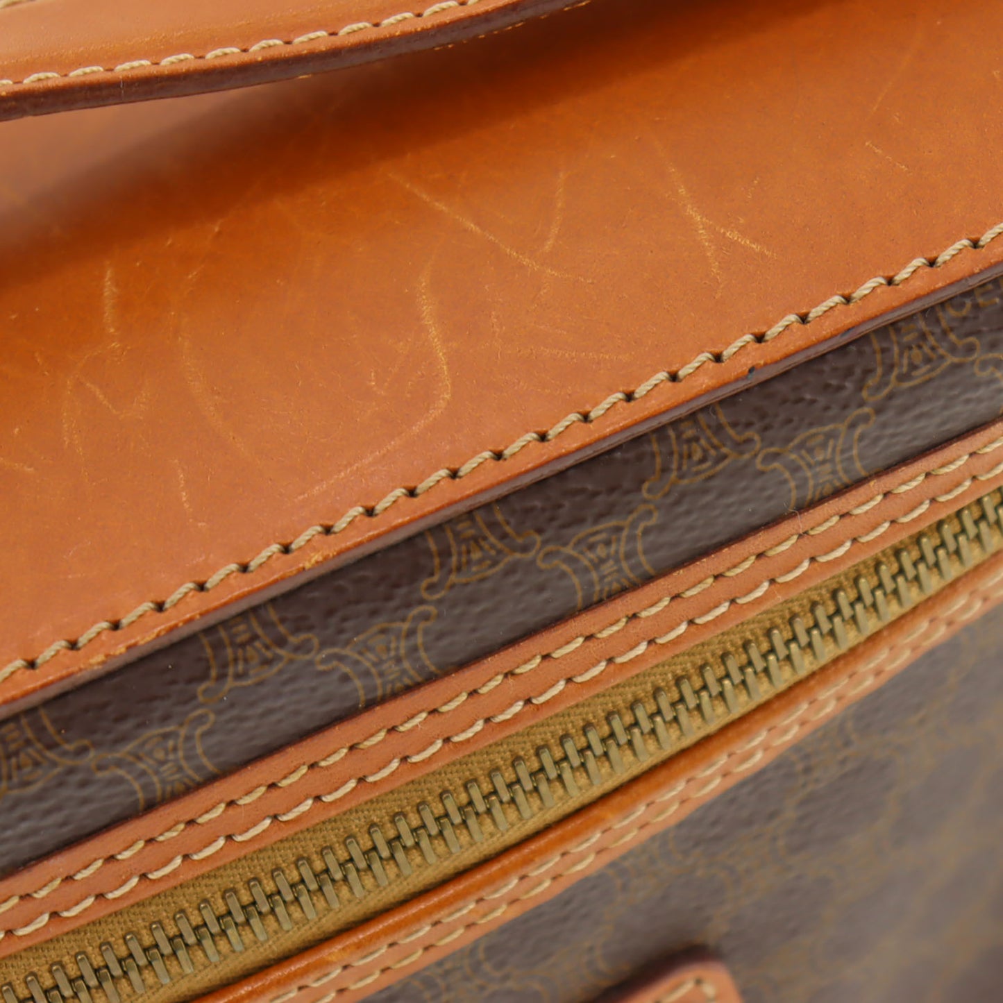 CELINE Macadam Pattern HandBag Brown PVC Leather  #AH75