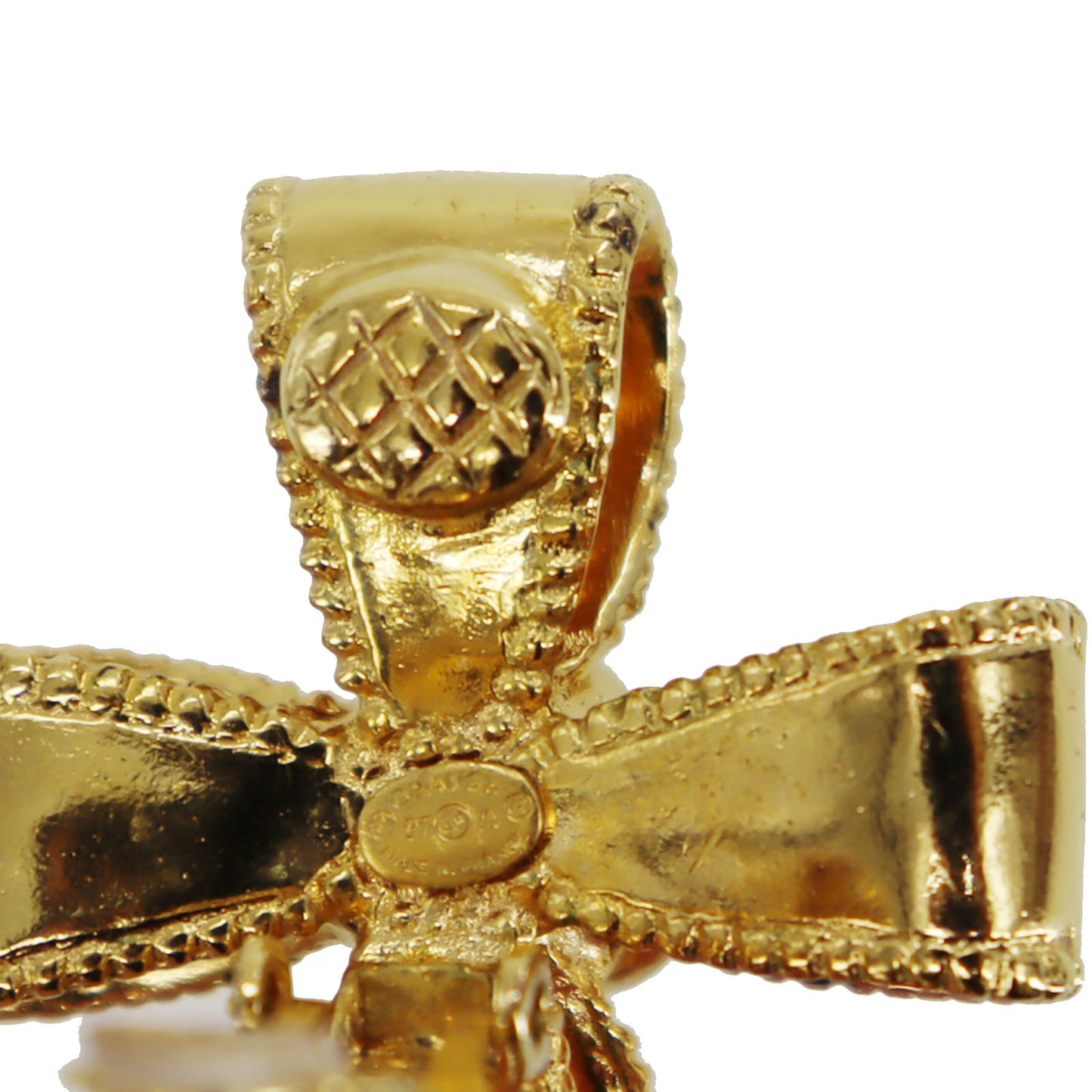 CHANEL CC Cross Logos Earrings Gold Clip-On 97 A #CD342