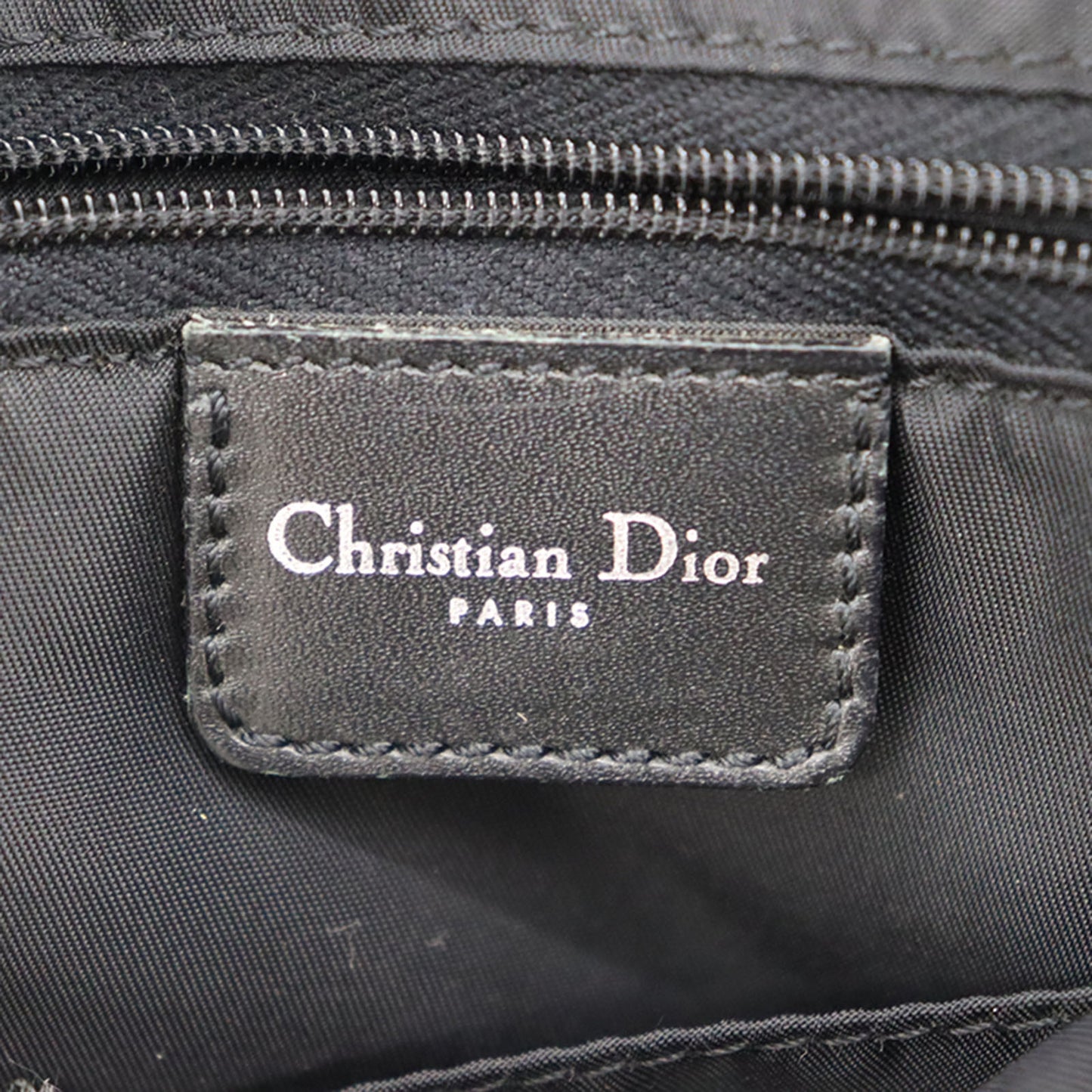 Christian Dior Trotter Boston Handbag Black Canvas #BO844