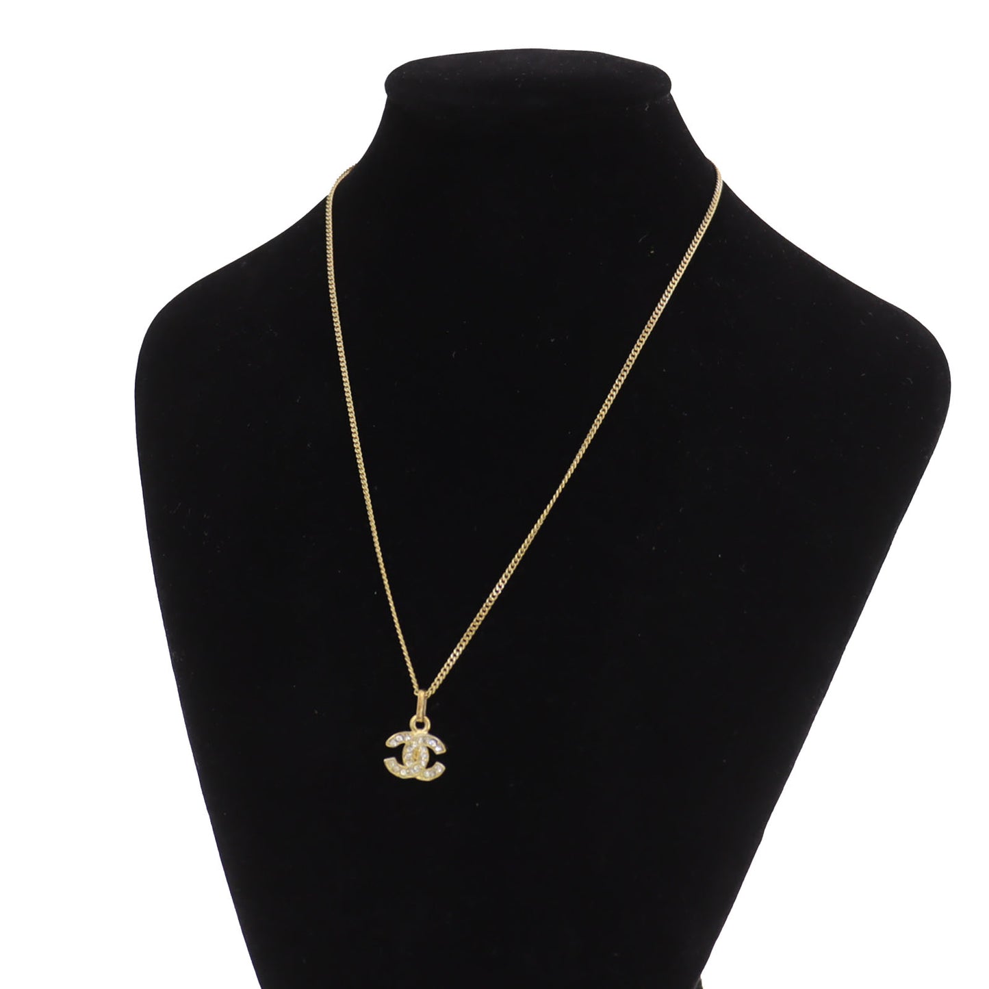 CHANEL CC Logos Necklace Stone Gold #BX939