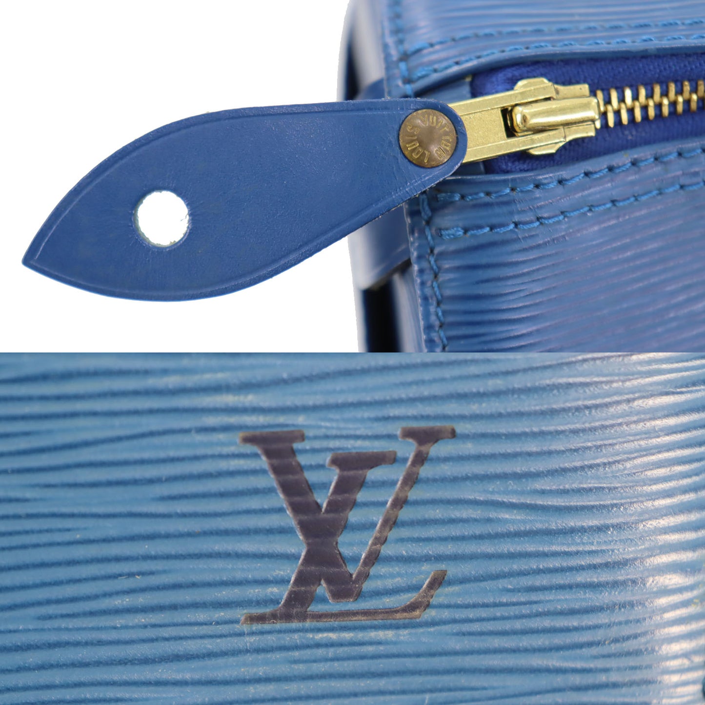 Louis Vuitton LV Speedy 30 HandBag Epi Leather Blue M43005  #BY107