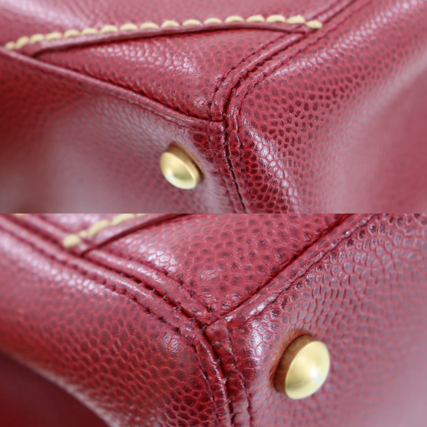 CHANEL Logo HandBag Red Leather #AH579