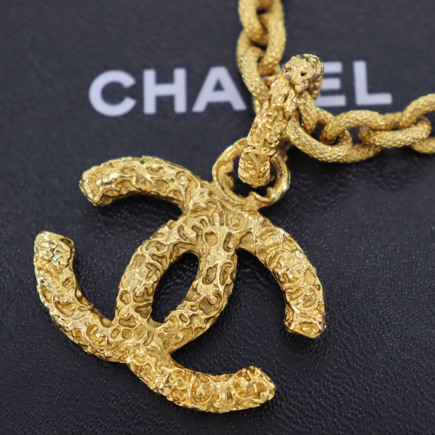 CHANEL CC Logos Gold Plated Big Chain Necklace #AH21