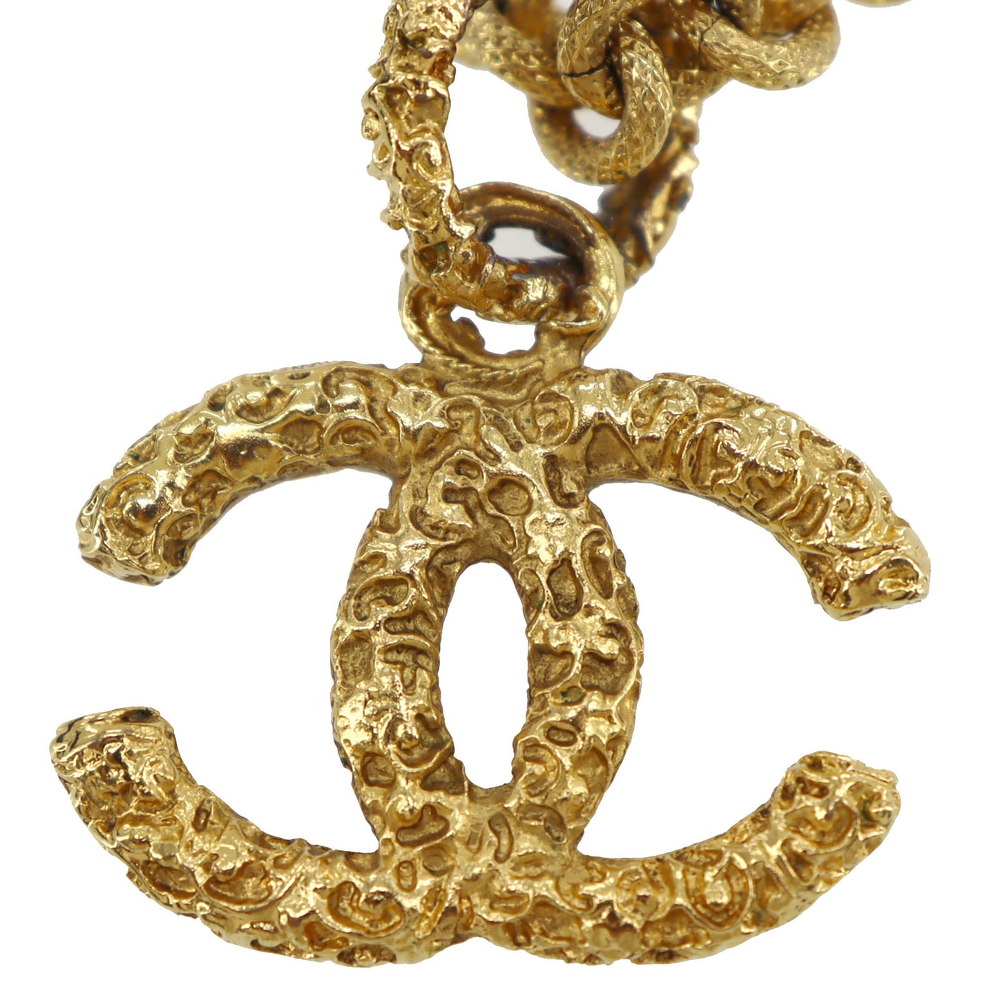 CHANEL CC Logos Gold Plated Big Chain Necklace #AH21