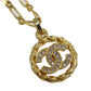 CHANEL CC Logos Circle Necklace Stone Gold 3438 #CJ478