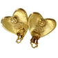 CHANEL CC Heart Earrings Gold-plated Clip-On 95P #CN250