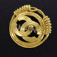 CHANEL CC Logos Round Pin Brooch Gold Plated 94P #BR489