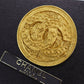 CHANEL CC Logos Round Pin Brooch Gold Plated 94 A #CG560