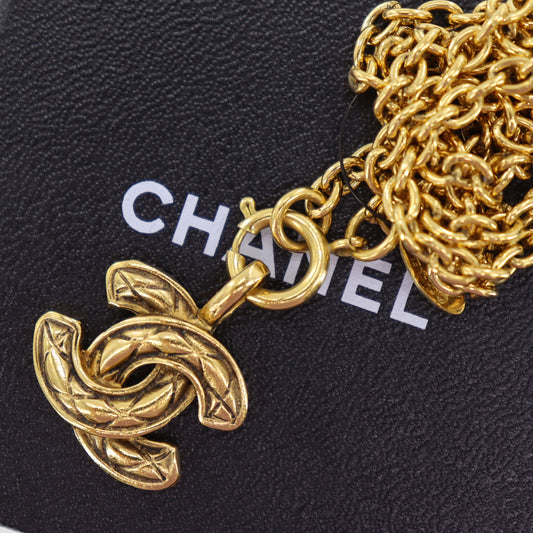 CHANEL CC Logos Gold Plated Chain Used Necklace Vintage #AH669