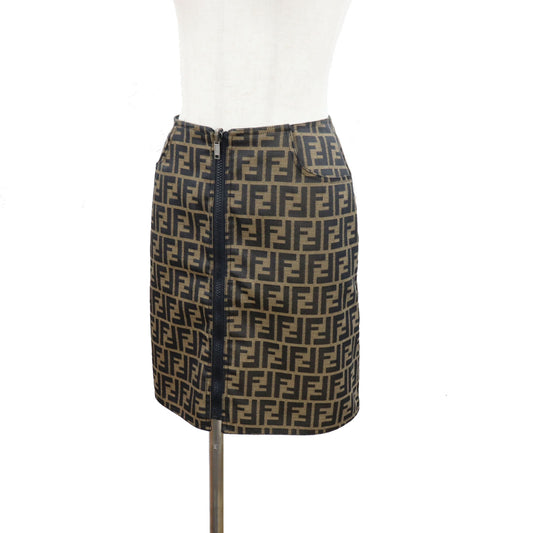 FENDI Zucca Reversible Skirt Nylon Black Brown #BU705