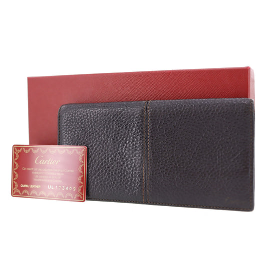 Cartier Logos Serie Line Card Wallet Brown Leather #AH327