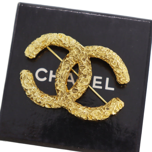 CHANEL CC Logos Pin Brooch Gold Plated 93 A #CN899
