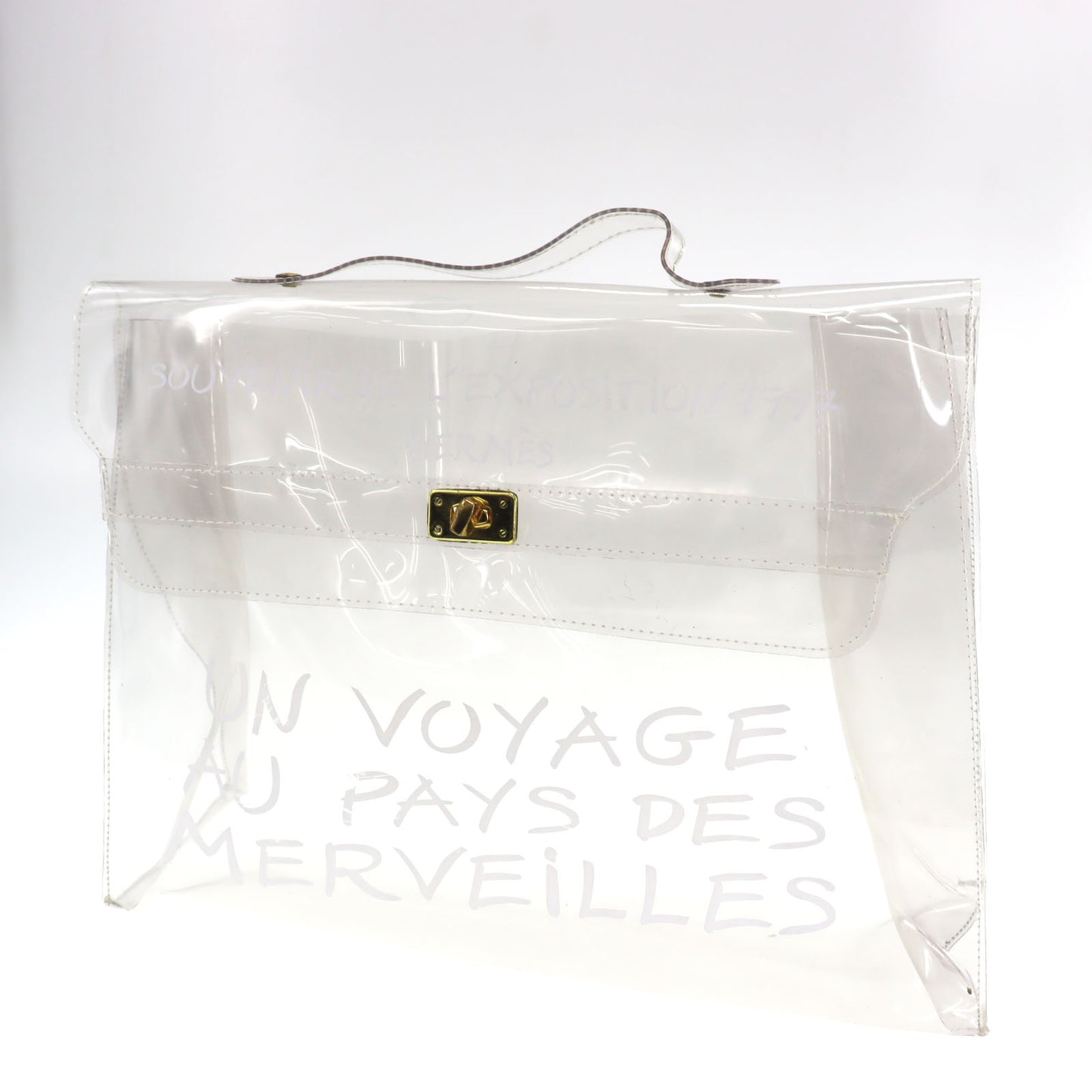 HERMES Vinyl Kelly 40 Handbag Clear L'exposition 1997 #CN9