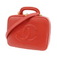 CHANEL CC Shoulder Handbag Vanity Red Caviar Skin Leather #CF934