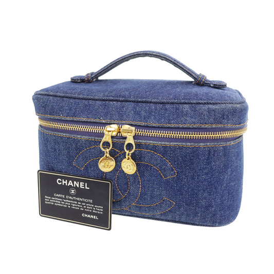 CHANEL CC Handbag Vanity Denim Canvas #CH84 S