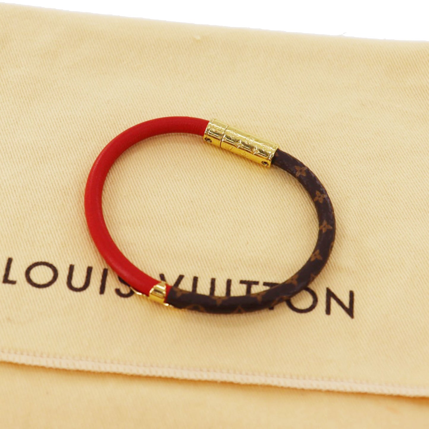 LOUIS VUITTON LV Bracelet Used Monogram Brown Red M6433E #DA827