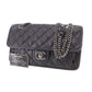 CHANEL Matelasse Frap French Riviera Used Shoulder Bag Black Leather #CY690