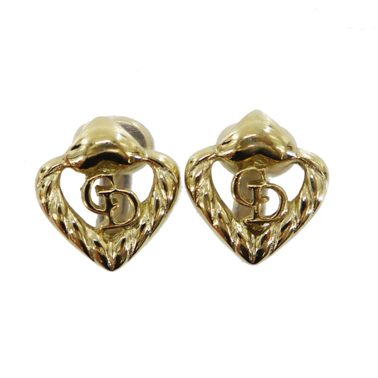 Christian Dior CD Logos Earrings Gold Plated #CB440