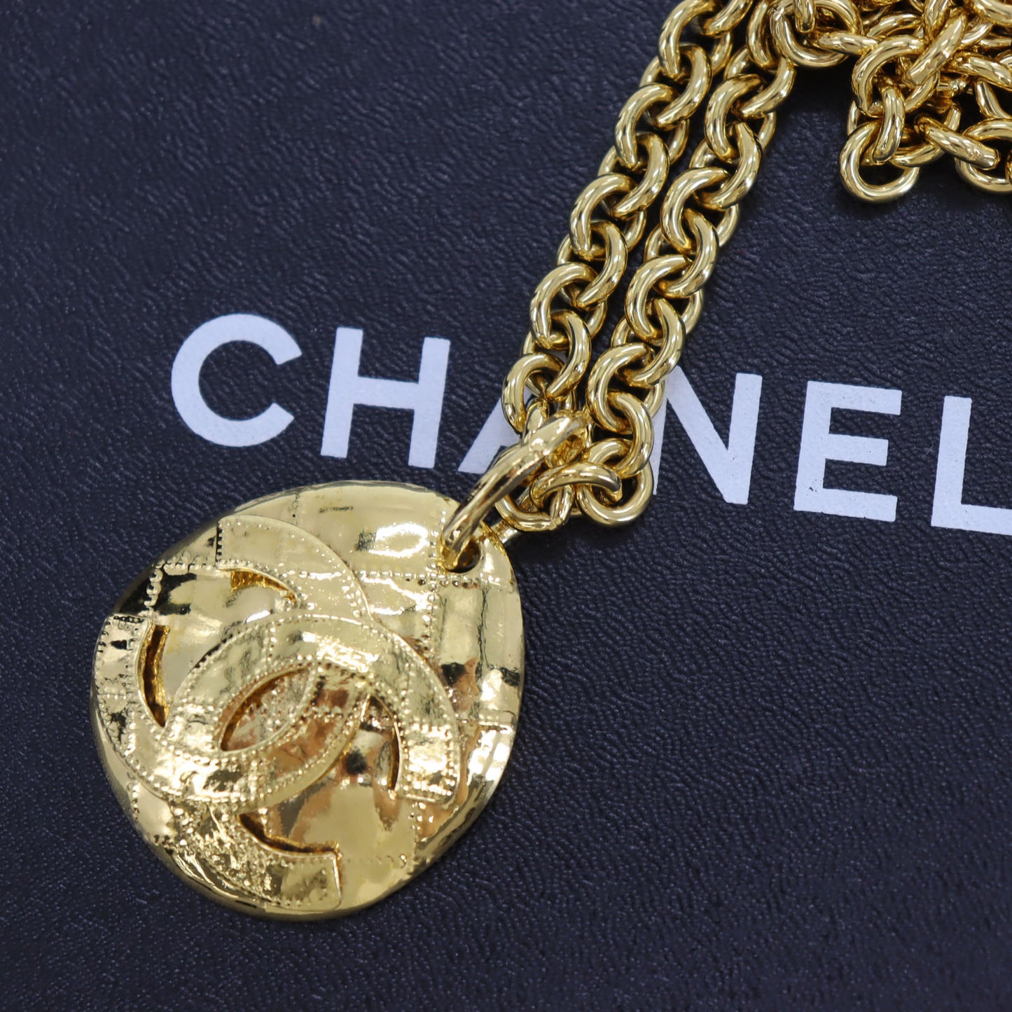 CHANEL CC Logos Chain Long Necklace Gold 94P #BL472