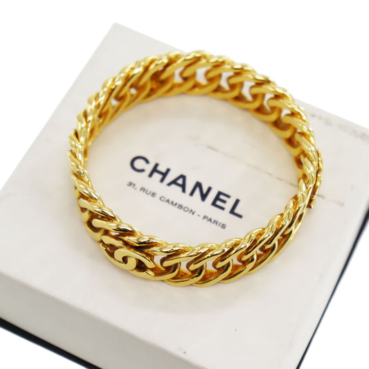 CHANEL CC Logos Chain Bracelet Gold Plated #CD416
